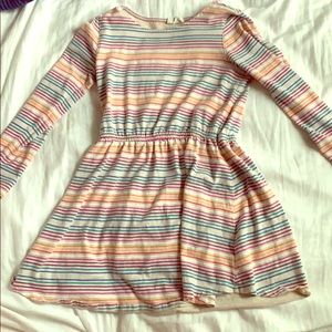 Cream and rainbow stripe colored dress